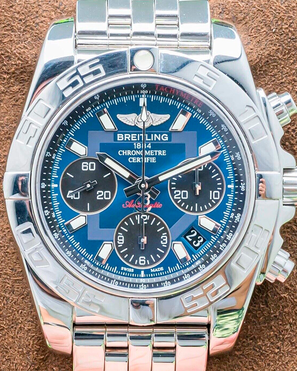 2013 Breitling Chronomat "Blackeye" 41MM Blue Dial Steel Bracelet (AB014012/C830)