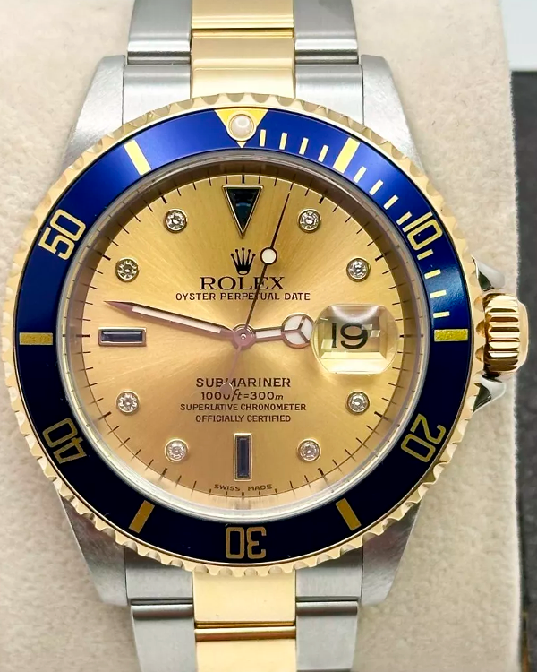 2004 Rolex Submariner Date 40MM Champagne Dial Two-Tone Bracelet  (16613)