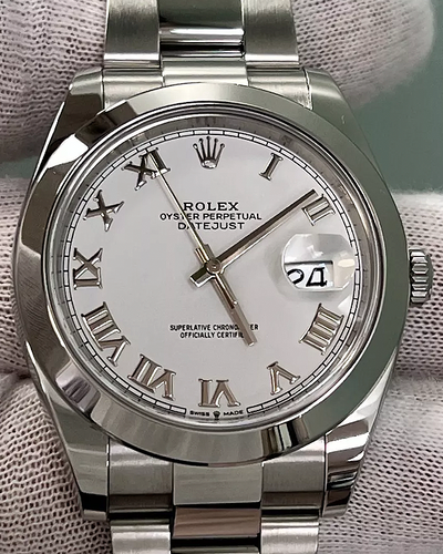 2022 Rolex Datejust 41MM White Dial Oyster Bracelet (126300)