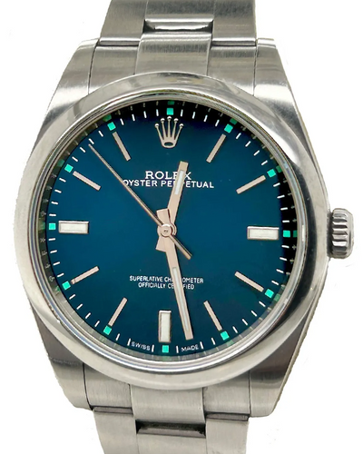 Rolex Oyster Perpetual 39MM Blue Dial Steel Bracelet (114300)