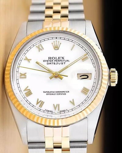 Rolex Datejust 36MM White Dial Two-tone Jubilee Bracelet (16013)