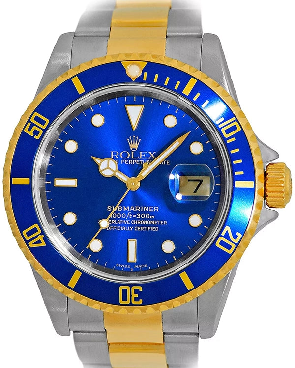 2005 (D Serial) Rolex Submariner Date "Bluesy" 40MM Blue Dial Two-Tone Oyster Bracelet (16613)