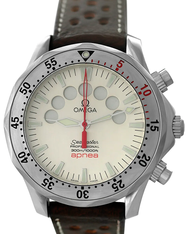 Omega Seamaster Apnea "Jacques Mayol" 41.5MM Silver Dial Leather Strap (2595.30.00)