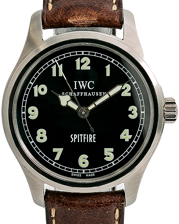 IWC Schaffhausen Pilot Spitfire Mark XV 38MM Black Dial Leather Strap (IW3253005)