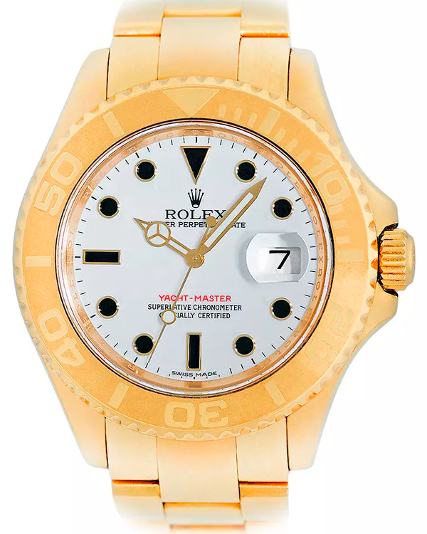 Rolex Yacht-Master 35MM White Dial Yellow Gold Bracelet  (168628)