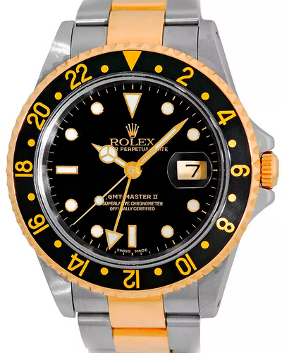 Rolex GMT-Master ll 40MM Black Dial Two-Tone Oyster Bracelet (16713)