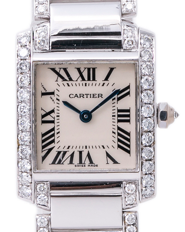 Cartier Tank Française 20MM Silver Dial White Gold Bracelet (WE10025F)