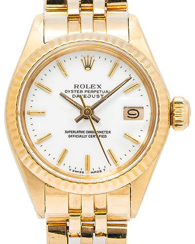 Rolex Lady-Datejust Vintage 26MM White Dial Yellow Gold Jubilee Bracelet (6917)