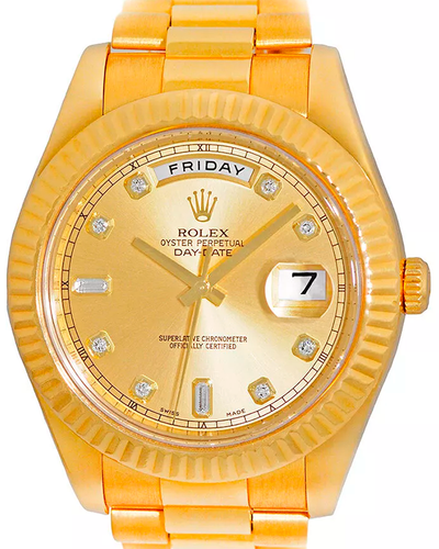 Rolex Day-Date  II 41MM Champagne Dial Yellow Gold President Bracelet (218238)