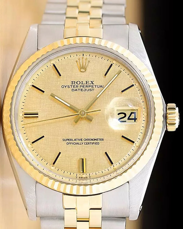 Rolex Datejust 36MM Champagne Pie Pan Dial Two-Tone Jubilee Bracelet (1601)