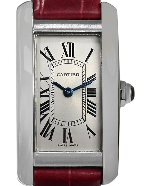 2019 Cartier Tank American De Cartier 35X19MM Quartz Silver Dial Leather Strap (WSTA0016)