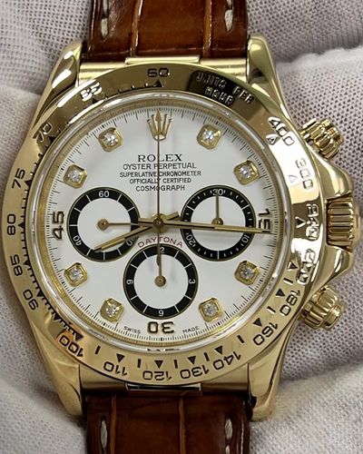 1996 (T Serial) Rolex Cosmograph Daytona 40MM White Dial Leather Strap (16518)