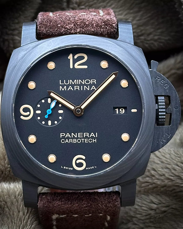 2017 Panerai Luminor Marina 1950 3 Days 44MM Black Dial Leather Strap (PAM00661)