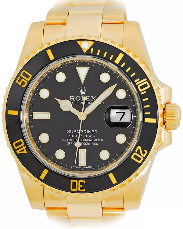 2019 Rolex Submariner Date 40MM Black Dial Yellow Gold Oyster Bracelet (116618LN)