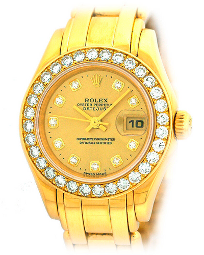 Rolex Lady-Datejust Pearlmaster 29MM Champagne Dial Yellow Gold Bracelet (69298)