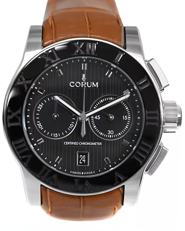 Corum ROMVLVS Big Date 44MM Black Dial Leather Strap (984.715.98/0F01-BN77)