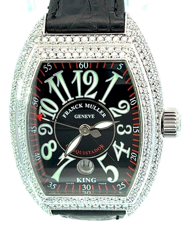 Franck Muller Conquistador King XL 40MM Black Dial Leather Strap (8005 K SC)