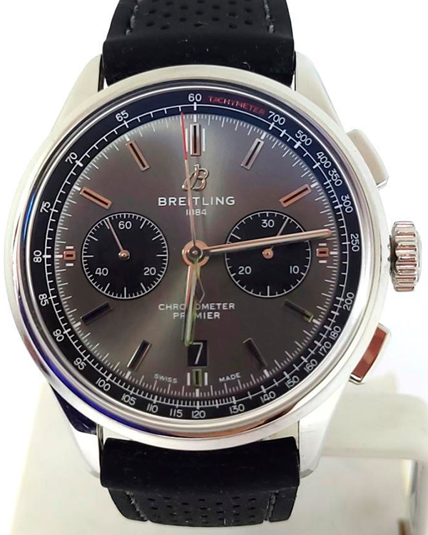 Breitling Premier B01 Chronograph 42.8MM Grey Dial Rubber Strap (AB0118)