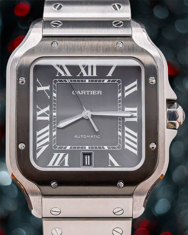 2021 Cartier Santos De Cartier 39.8MM Grey Dial Steel Bracelet (WSSA0037)