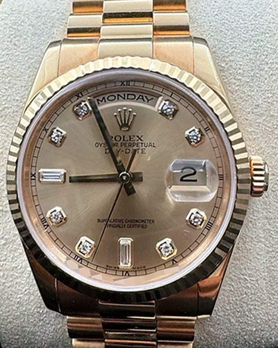 Rolex Day-Date 36MM Champagne Dial Yellow Gold President Bracelet (118238)