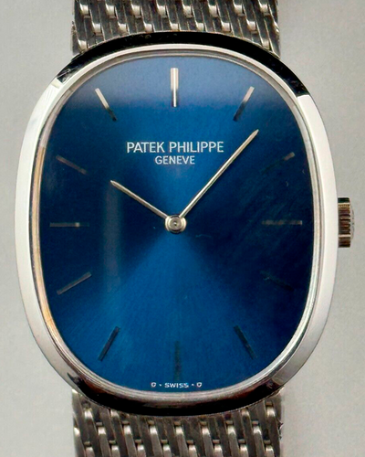Patek Philippe Golden Ellipse 33x26MM Blue Dial White Gold Bracelet (3748/1)