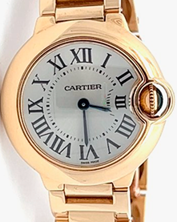 Cartier Ballon Bleu De Cartier 28MM Quartz Silver Dial Yellow Gold Bracelet (W69001Z2)