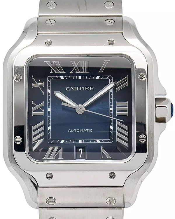 Cartier Santos De Cartier 38MM Blue Dial Steel Bracelet (WSSA0030)