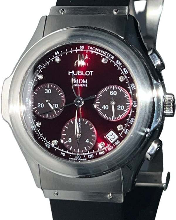 Hublot Elegant Chronograph MDM 40MM Bordeaux Dial Rubber Strap (1810.1)