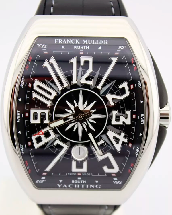 Franck Muller Vanguard Yachting 45MM Black Dial Leather Strap (45 YACHT BLK-1)