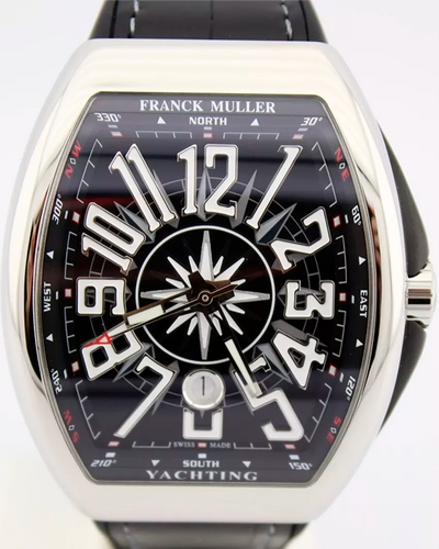 Franck Muller Vanguard Yachting 45MM Black Dial Leather Strap (45 YACHT BLK-1)