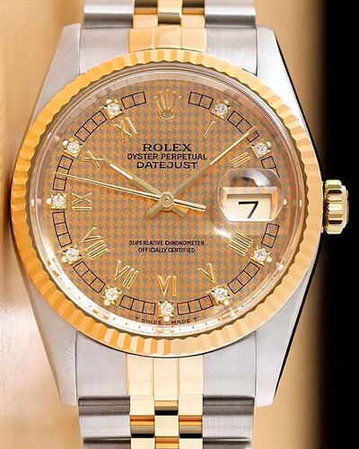 Rolex Datejust 36MM "Houndstooth" Champagne Dial Two-Tone Jubilee Bracelet (16233)