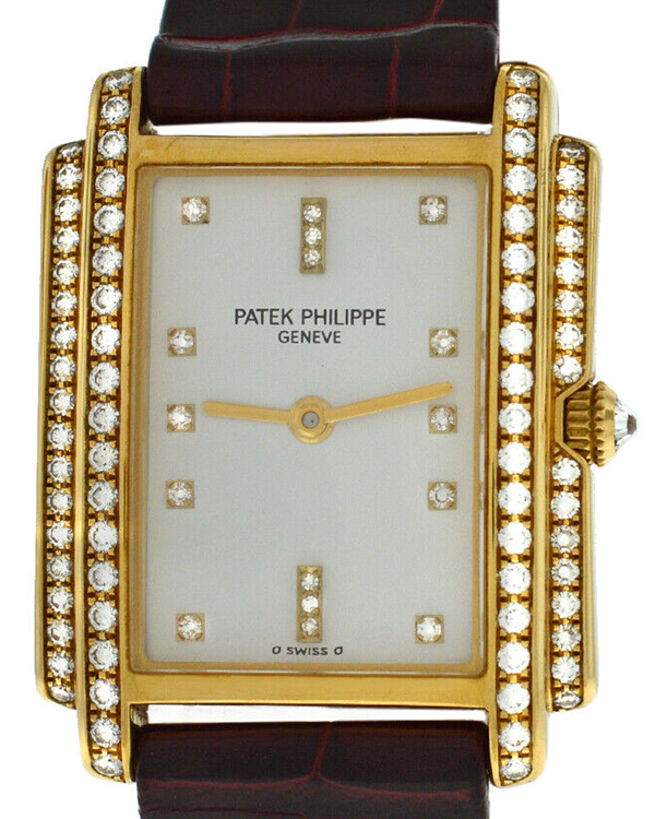 Patek Philippe Gondolo 22MM Quartz White Dial Leather Strap (4825)