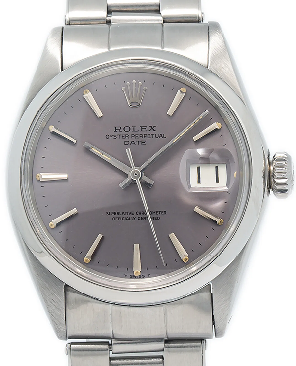 Rolex Oyster Perpetual Date Vintage 34MM Grey Dial Steel Bracelet (1500)