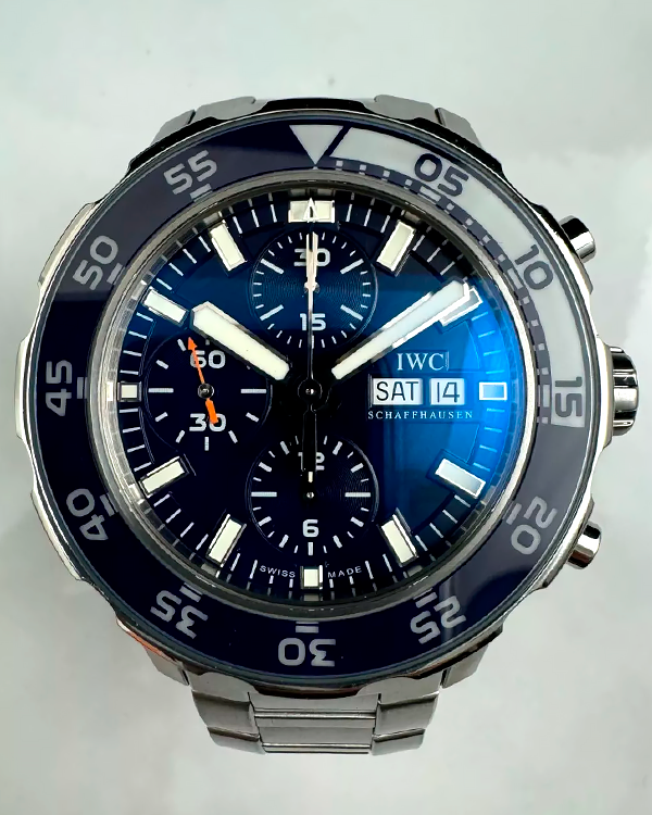 IWC Schaffhausen Aquatimer Chronograph 45.5MM Blue Dial Steel Bracelet (IW376710)