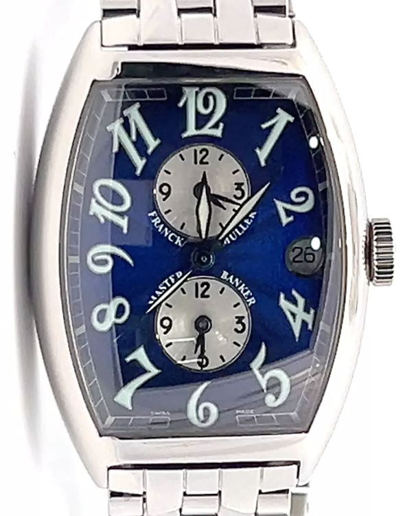 Franck Muller Master Banker Dual Time Zone 46MM Blue Dial Steel Bracelet (6850MB)