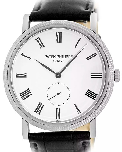 Patek Philippe Calatrava 36MM White Dial Leather Strap (5119G-001)