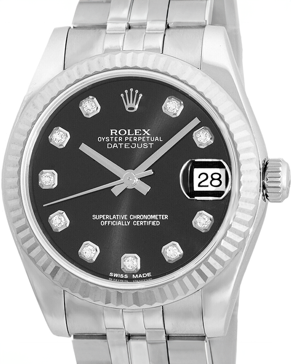 Rolex Datejust 31MM Black Diamond Dial Jubilee Steel Bracelet (178274)