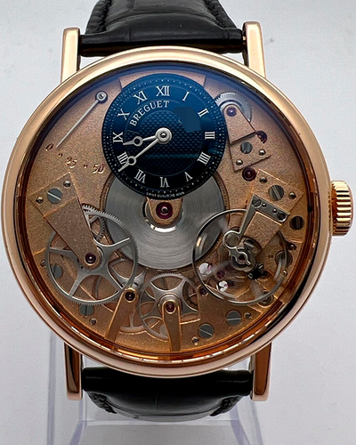 2009 Breguet Tradition 37MM Skeleton Rose Gold Dial Leather Strap (7027BR/R9/9V6)