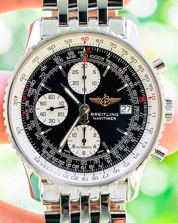 Breitling Old Navitimer II 42MM Black Dial Steel Bracelet (A13022)