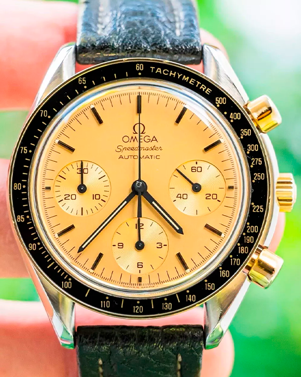 1994 Omega Speedmaster Reduced Vintage 39MM Champagne Dial Aftermarket Leather Strap (3310.10.00)