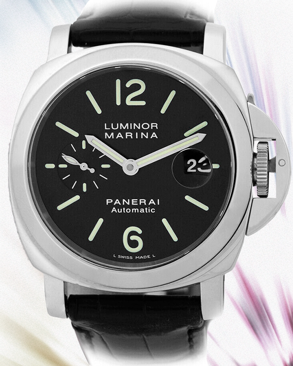 2007 Panerai Luminor Marina Automatic 44MM Black Dial Leather Strap (PAM00104)