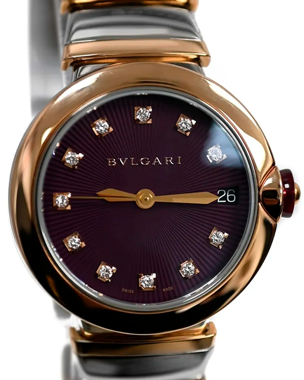 2023 Bvlgari Lvcea LU 33MM Purple Dial Two-Tone Bracalet (LUP33SG)