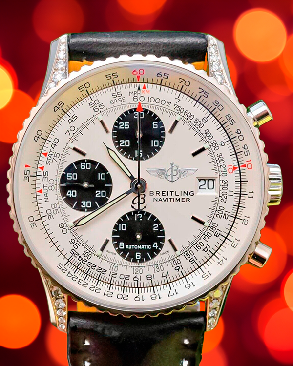 Breitling Old Navitimer II Limited Edition 41.5MM Silver Dial Leather Strap (J13322)