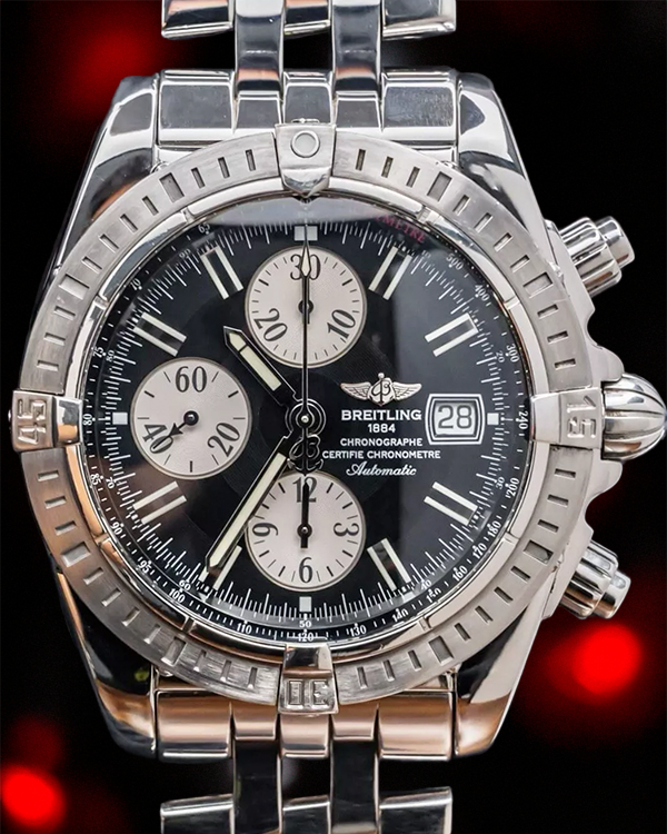 Breitling Chronomat Evolution 43MM Black Dial Steel Bracelet (A13356)