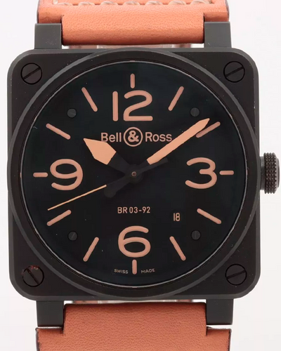 2011 Bell & Ross BR 03 42MM Black Dial Leather Strap (BR03-92-S)