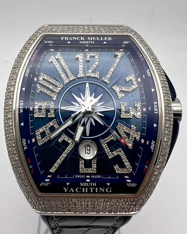 Franck Muller Vanguard Yachting 44MM Blue Dial Leather Strap (V45SCDT ACBL)