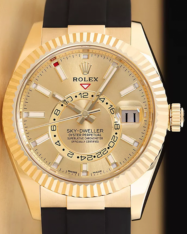 2023 Rolex Sky-Dweller 42MM Champagne Dial Oysterflex Strap (326238)