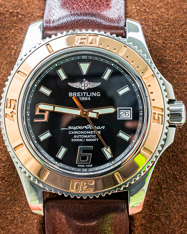 2014 Breitling Superocean 44MM Black Dial Leather Strap (C1739112/BA77)