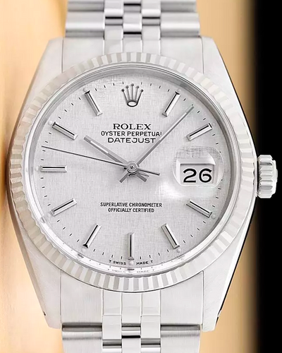 Rolex Datejust 36MM Silver Linen Dial Jubilee Bracelet (16234)