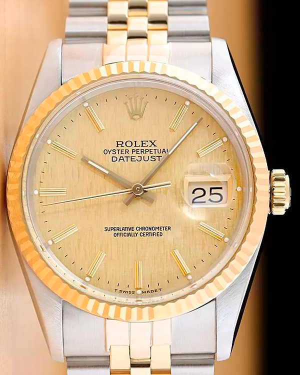 Rolex Datejust 36MM Linen Champagne Dial Two-Tone Jubilee Bracelet (16013)